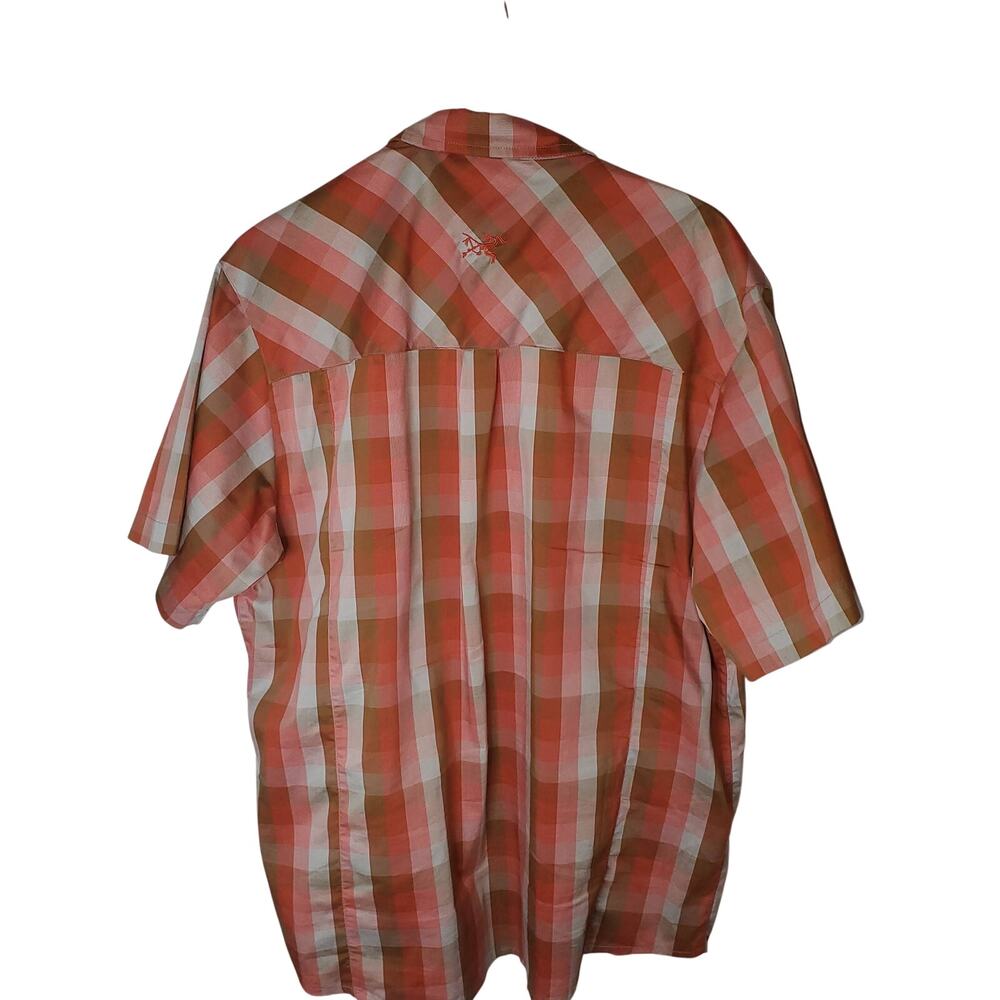 Arc'teryx Plaid Hiking Trail Shirt Side Zips Men's L Orange Pink Outdoor - Picture 3 of 8